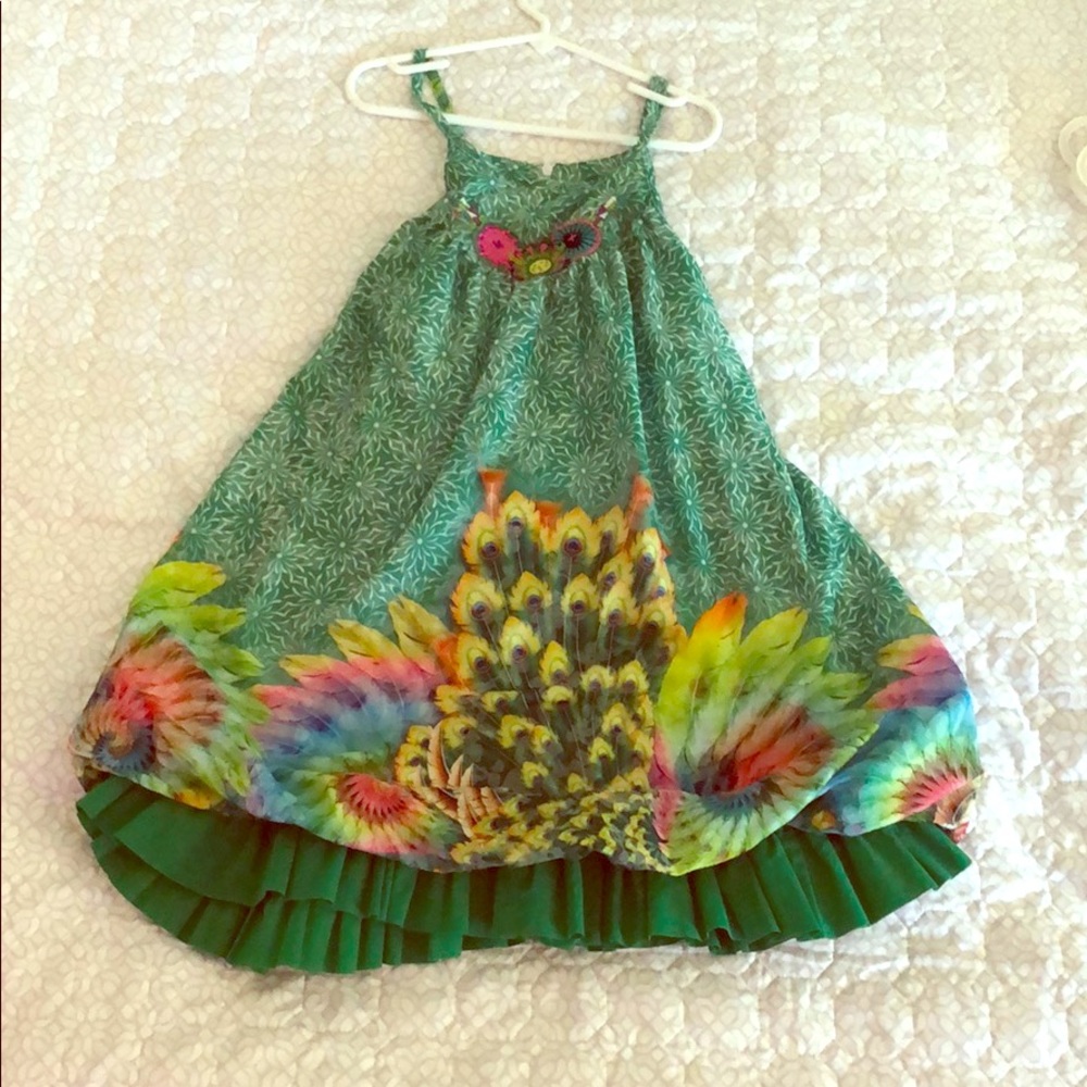 Size 6/7 peacock inspired girls dress